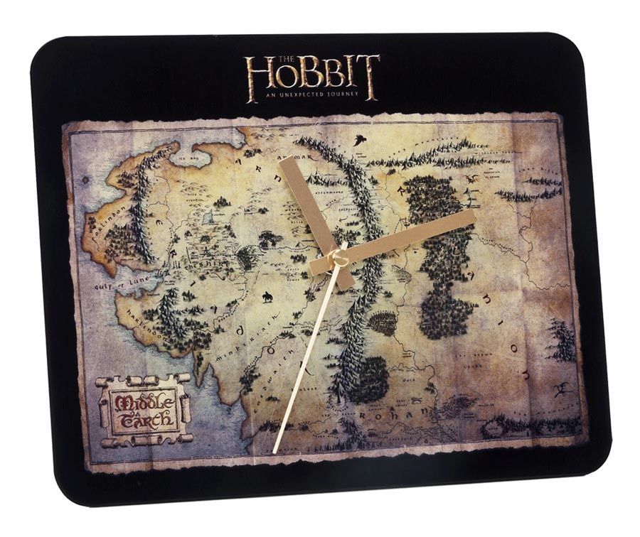 Szklany zegar ścienny z filmu Hobbit - Mapa Śródziemia